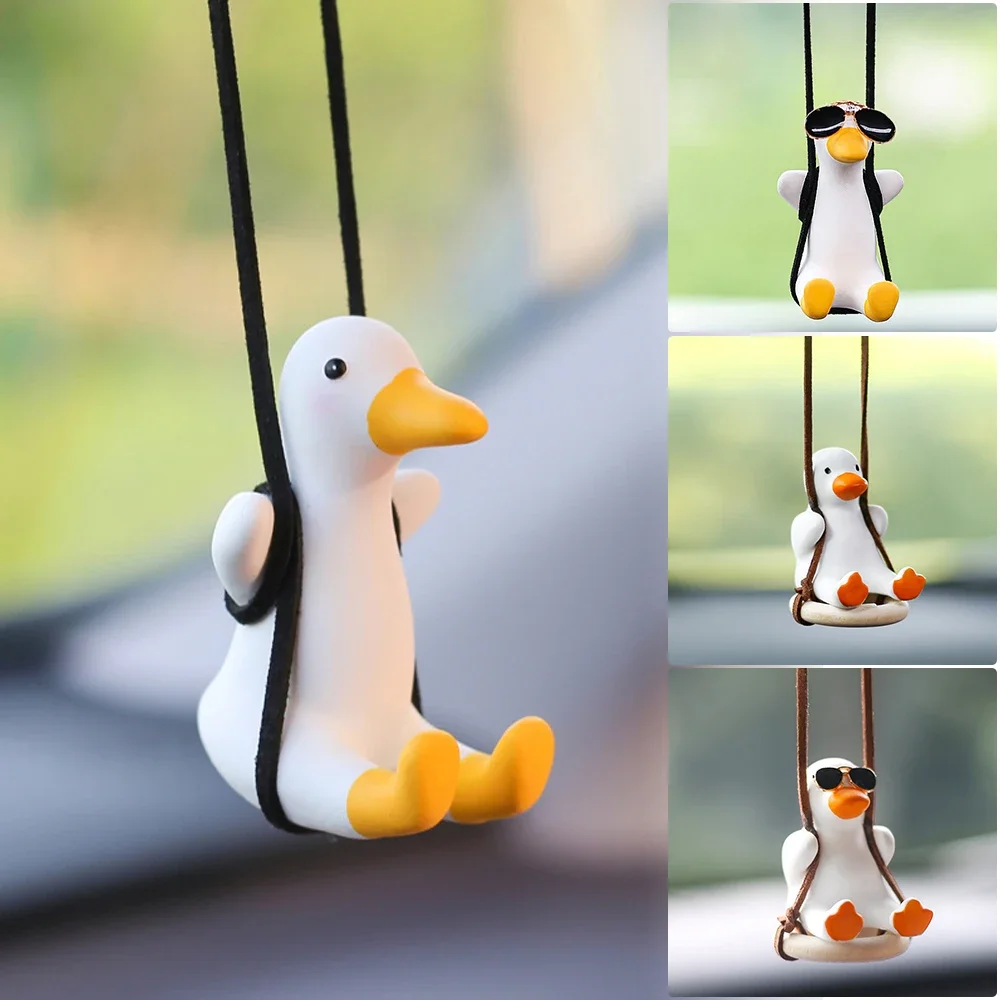 Car Accessories Mirror Hanging - Cute Swinging Duck Pendant - Fun