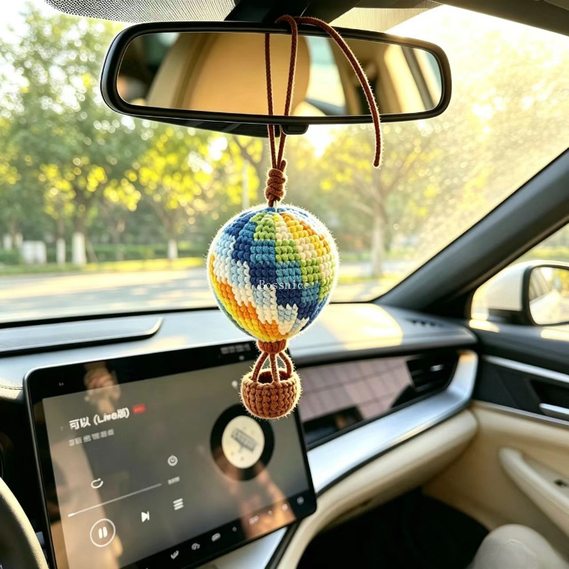 Car Accessories Mirror Hanging - Cute Crochet Hot Air Balloon Car