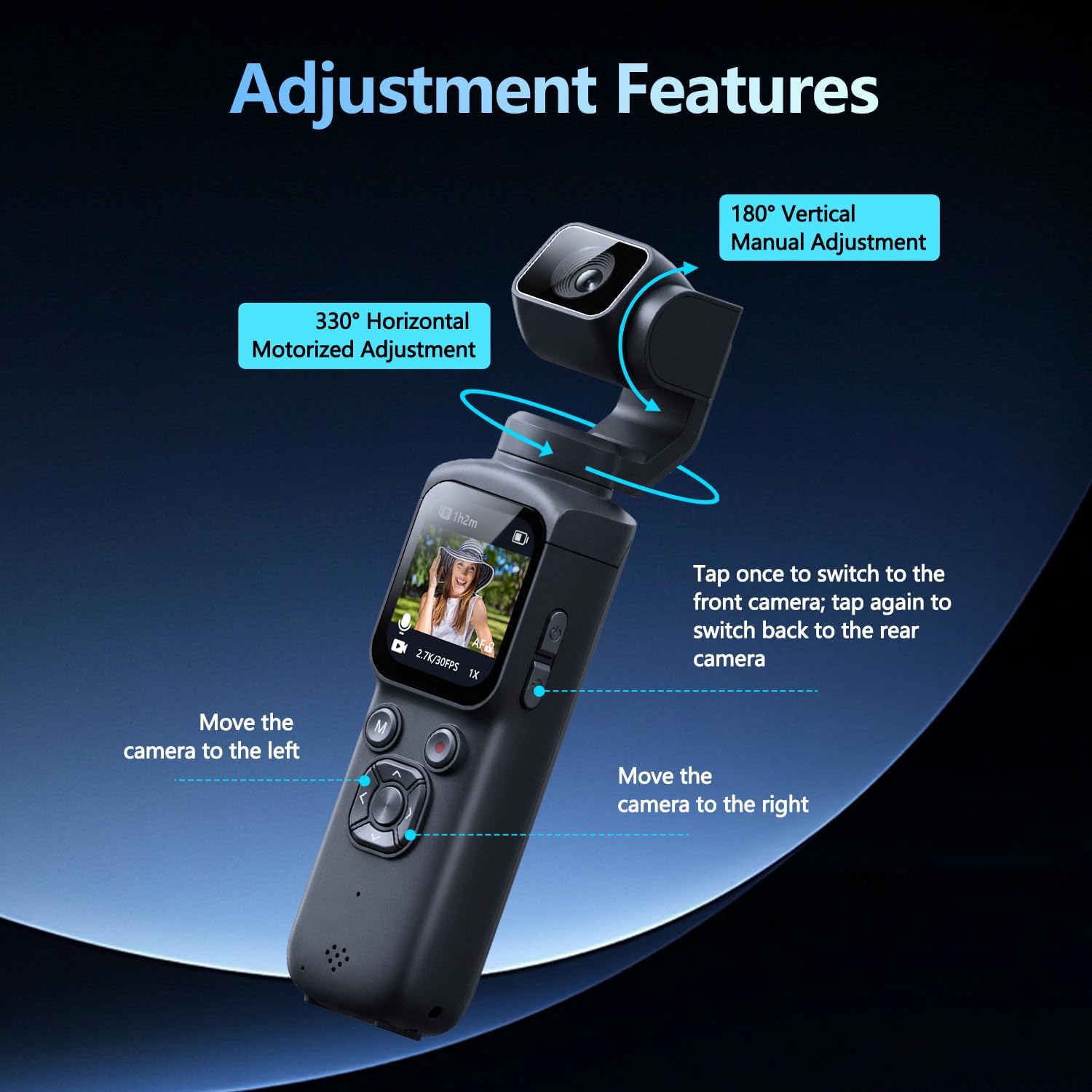 Car Accessories Online - Pocket 3‑Axis Gimbal Vlog Camera 4K