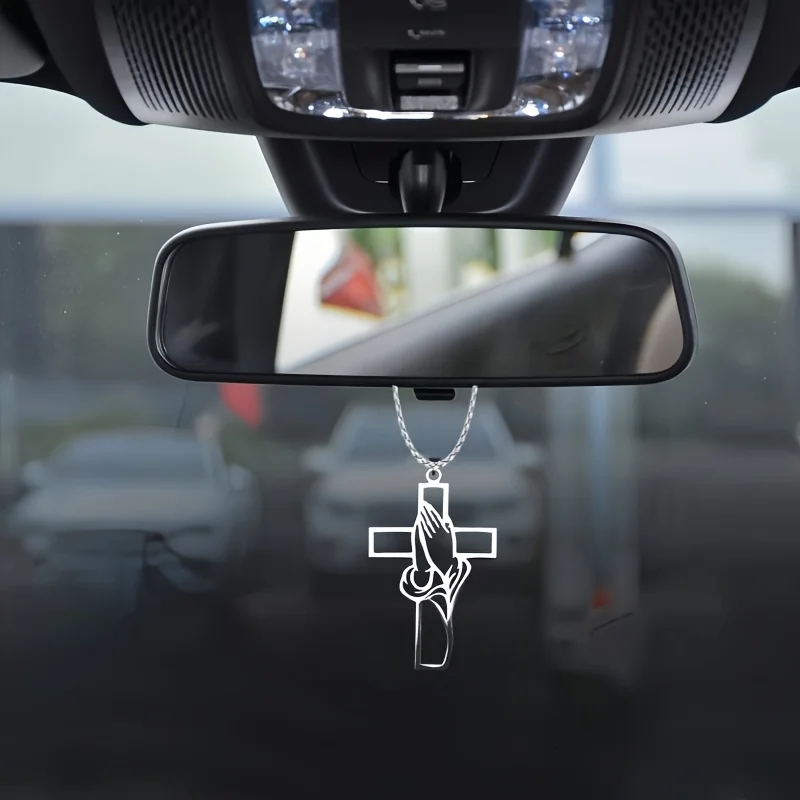 Hollow Prayer Hands Cross Pend - Car Accessories Mirror Hanging 评论和价格