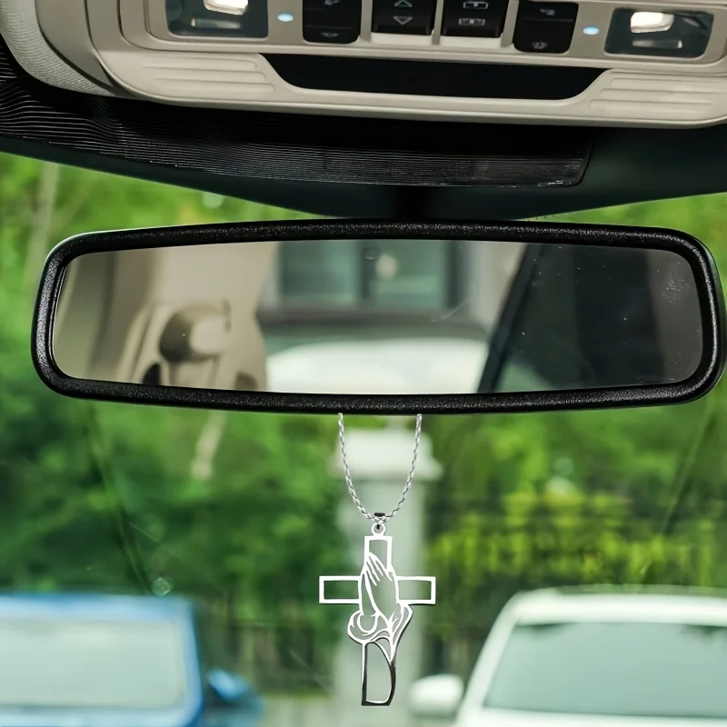 Hollow Prayer Hands Cross Pend - Car Accessories Mirror Hanging 评论和价格