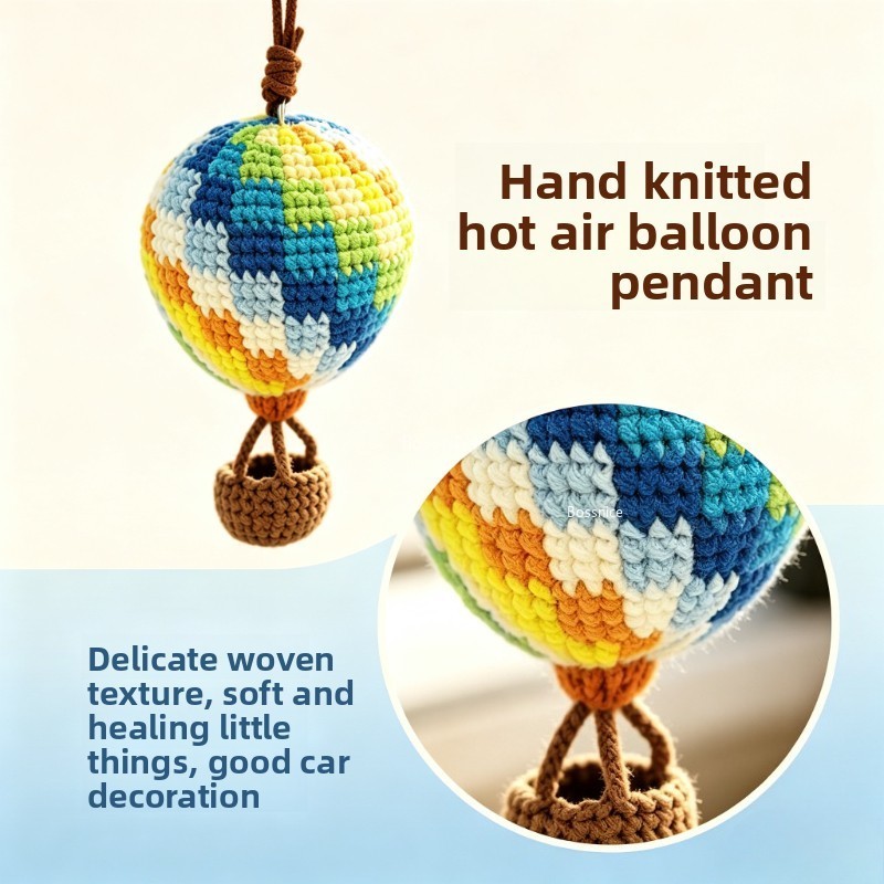 Cute Crochet Hot Air Balloon C - Car Accessories Mirror Hanging 评论和价格