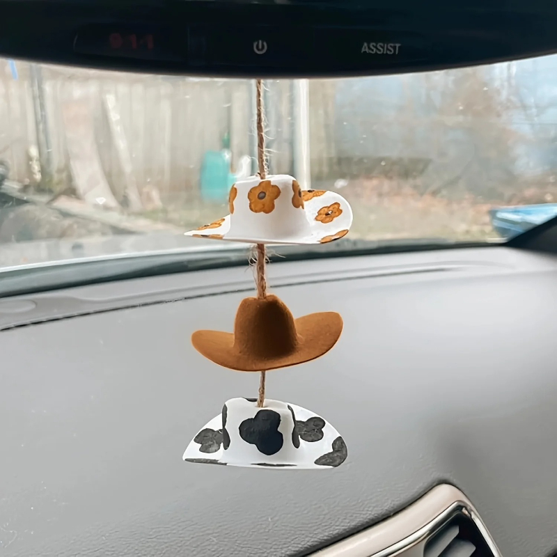 Cowboy Hat Rearview Mirror Car - Car Accessories Mirror Hanging 评论和价格