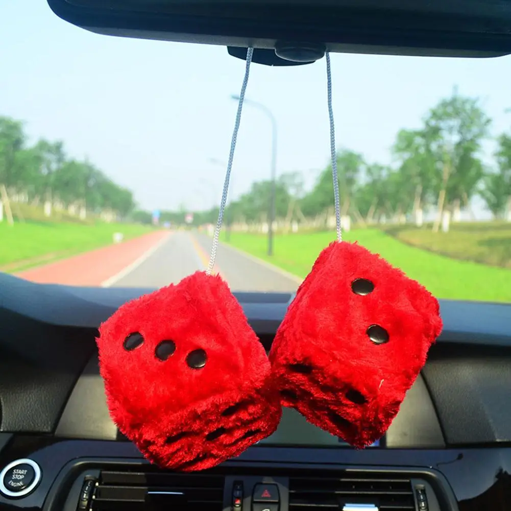7.5cm Soft Fuzzy Dice for Car  - Car Accessories Mirror Hanging 评论和价格