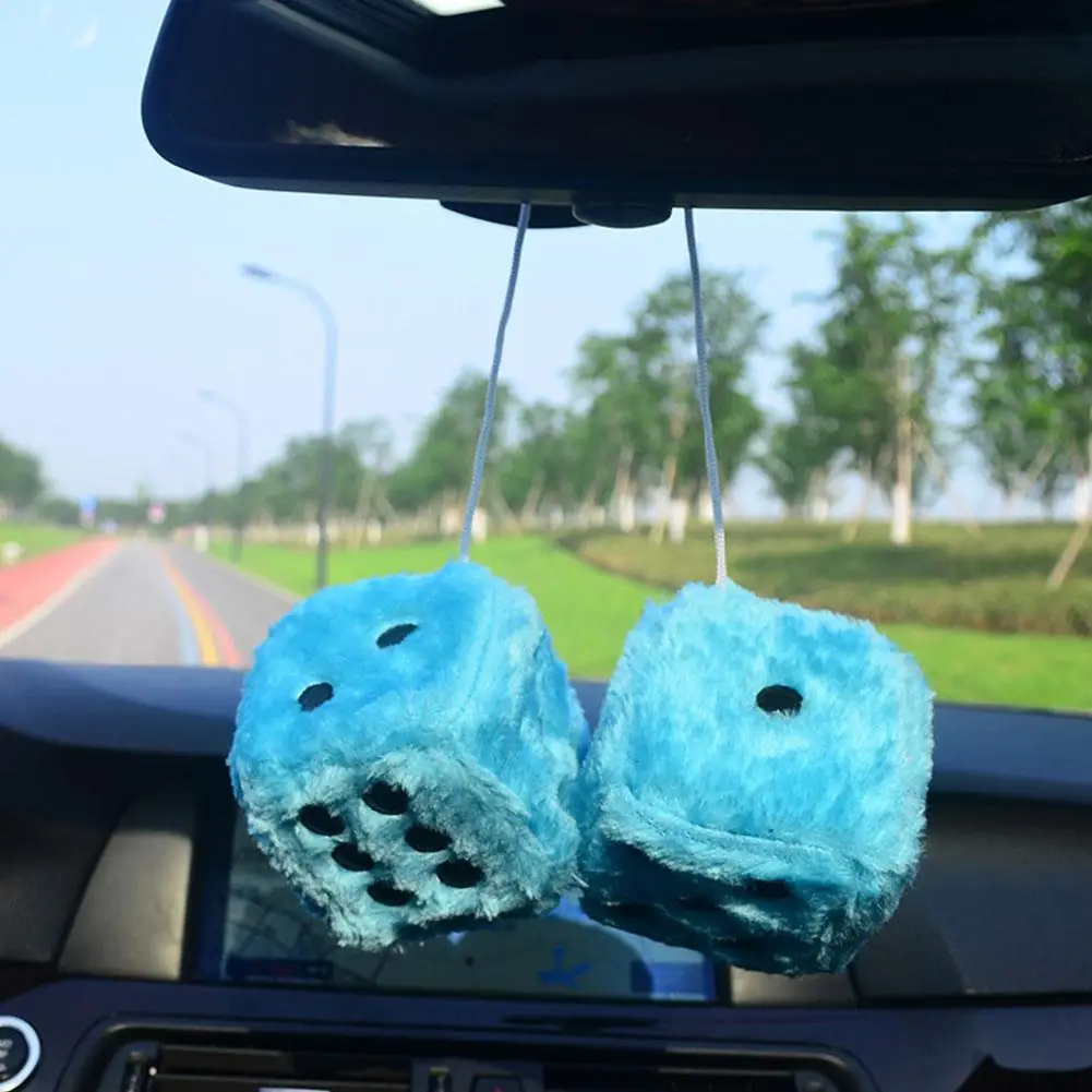 7.5cm Soft Fuzzy Dice for Car  - Car Accessories Mirror Hanging 评论和价格