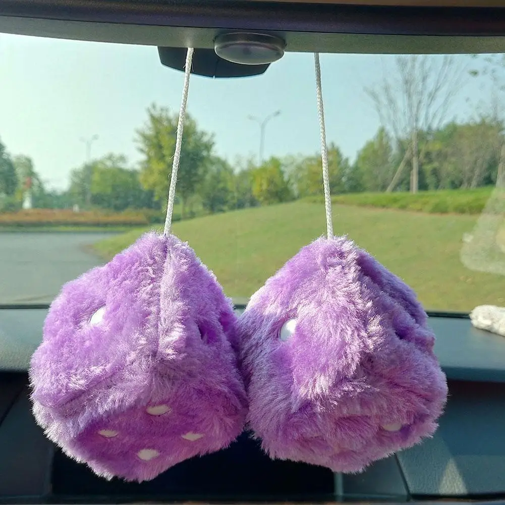 7.5cm Soft Fuzzy Dice for Car  - Car Accessories Mirror Hanging 评论和价格