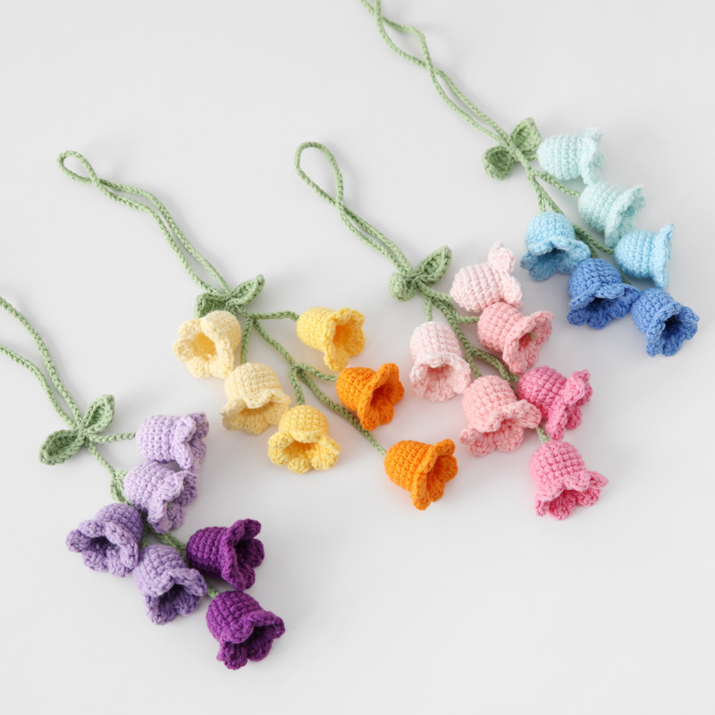 Cute Bellflower Knitted Pendan - Car Accessories Mirror Hanging 评论和价格